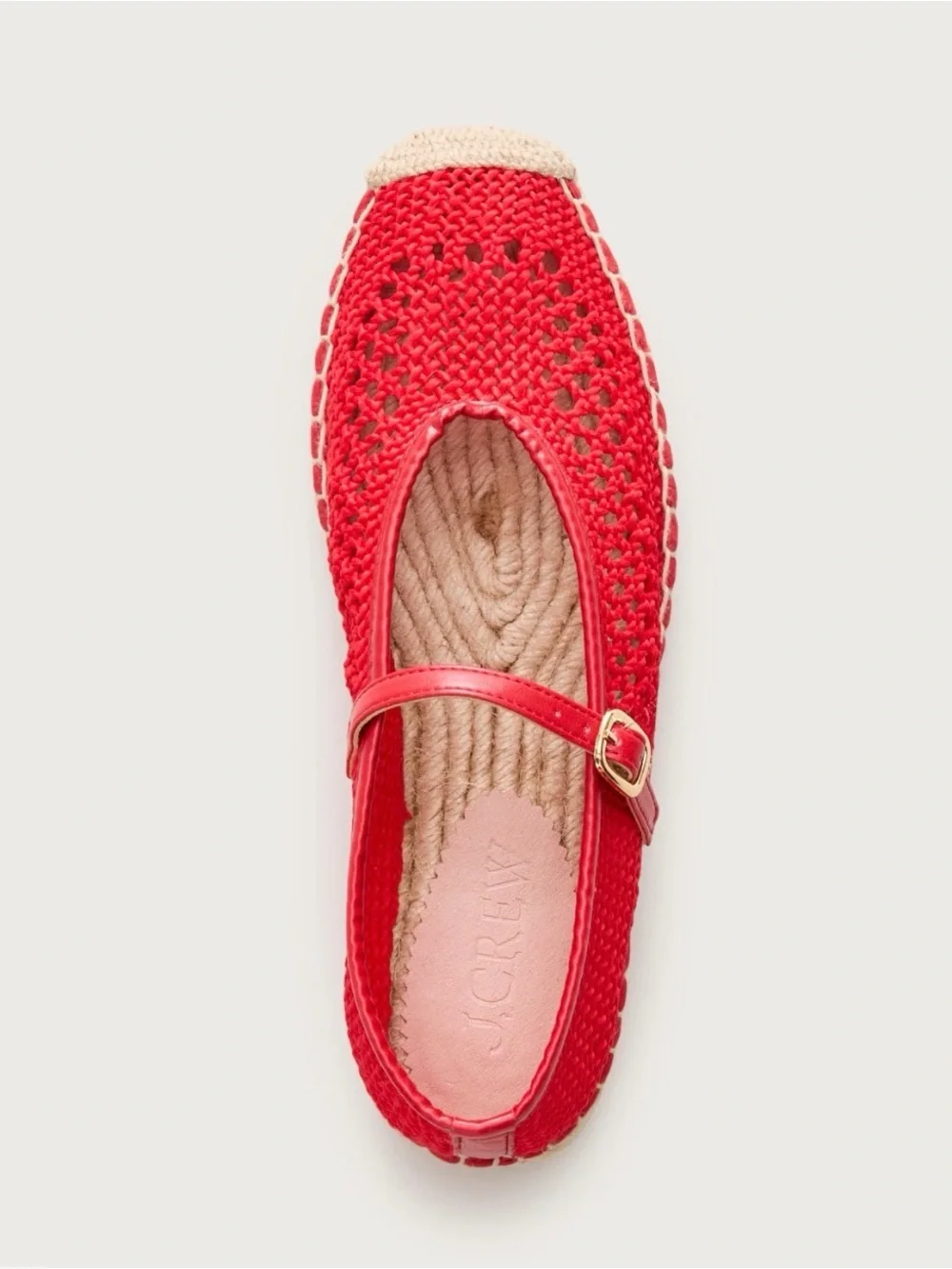 J. Crew Red Crochet Mary Jane Espadrille Flats